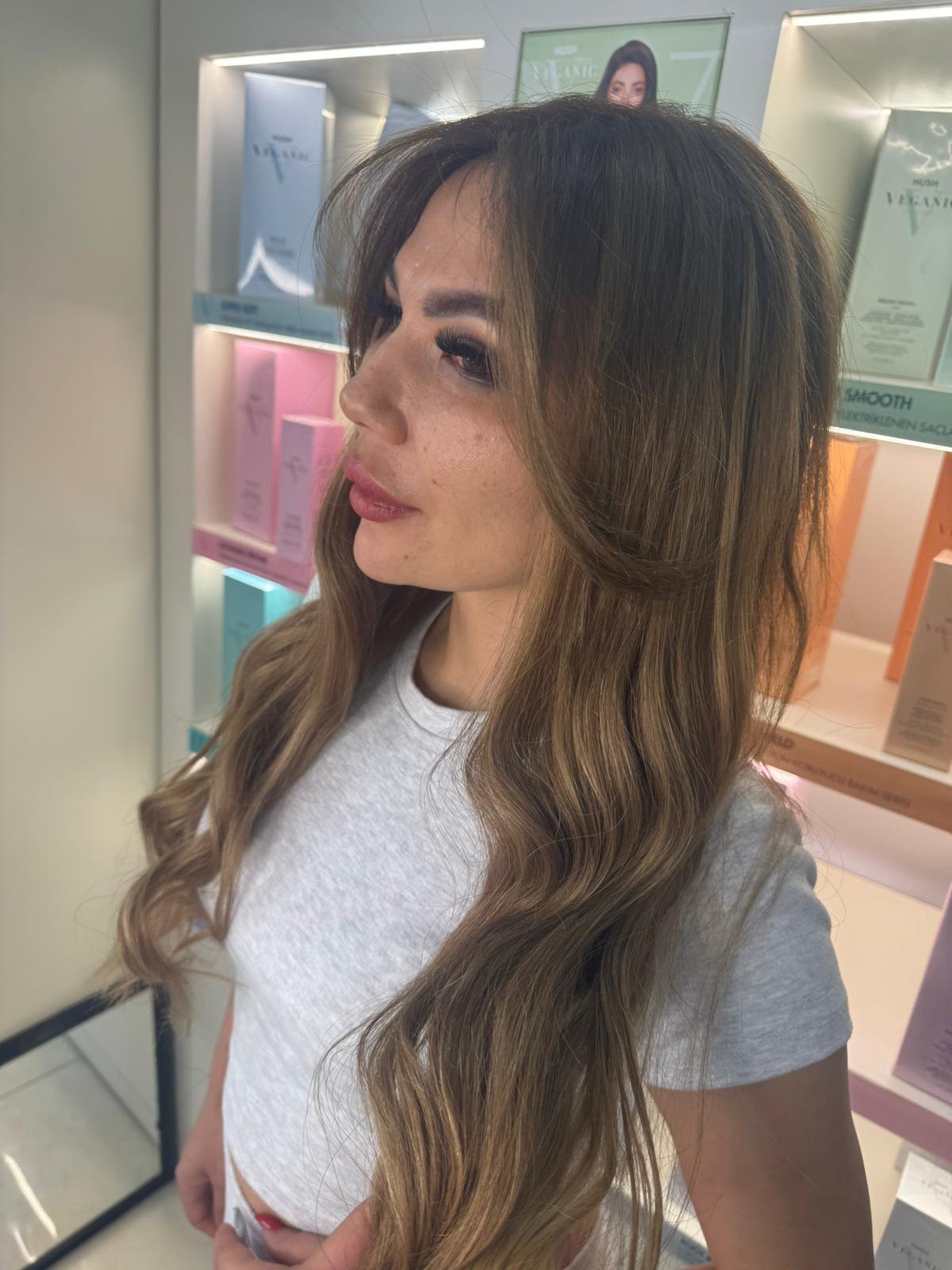 Açık kahve dalgalı katmanlı saç kaynak