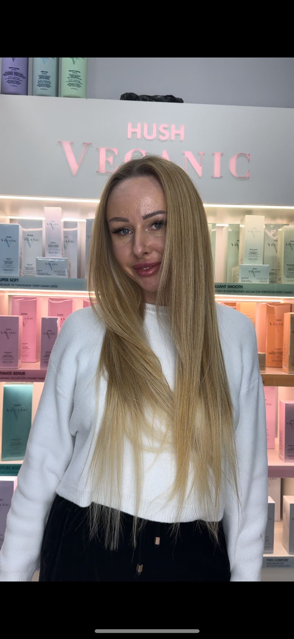 Açık sarı uzun düz saç kaynak